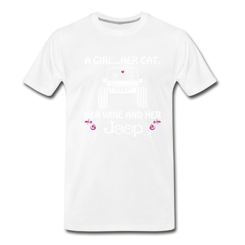 Men's A Girl Her Cat Her Wine And Her Jeep T-Shirt