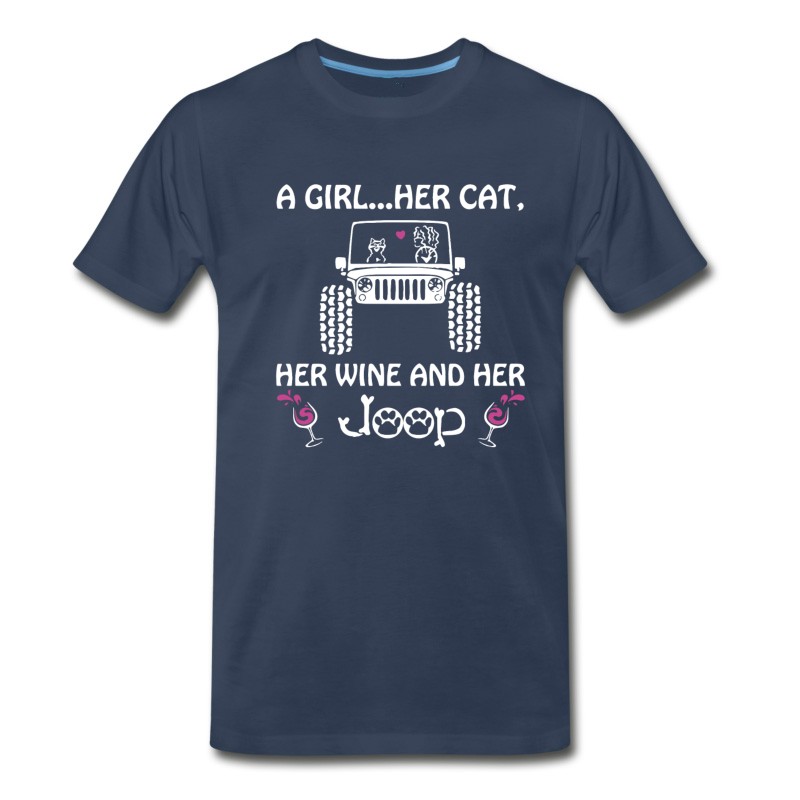 Men's A Girl Her Cat Her Wine And Her Jeep T-Shirt