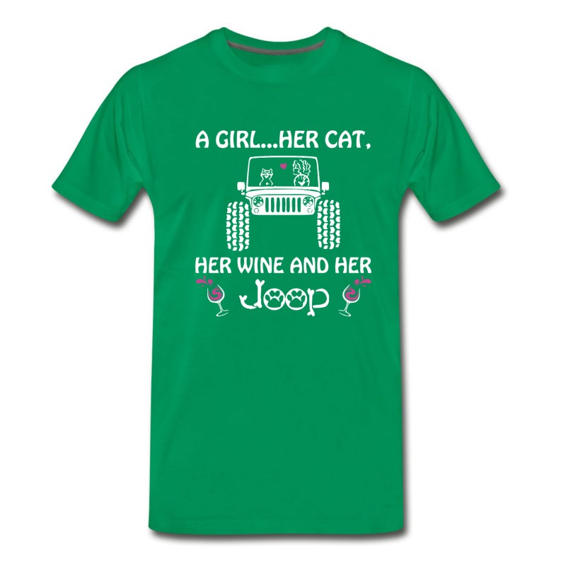 Men's A Girl Her Cat Her Wine And Her Jeep T-Shirt