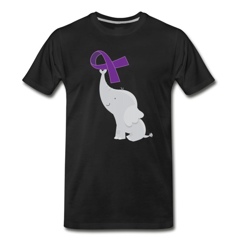 Men's Alzheimers Awareness Purple Ribbon Elephant T-Shirt