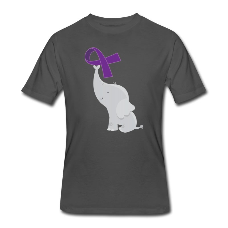 Men's Alzheimers Awareness Purple Ribbon Elephant T-Shirt