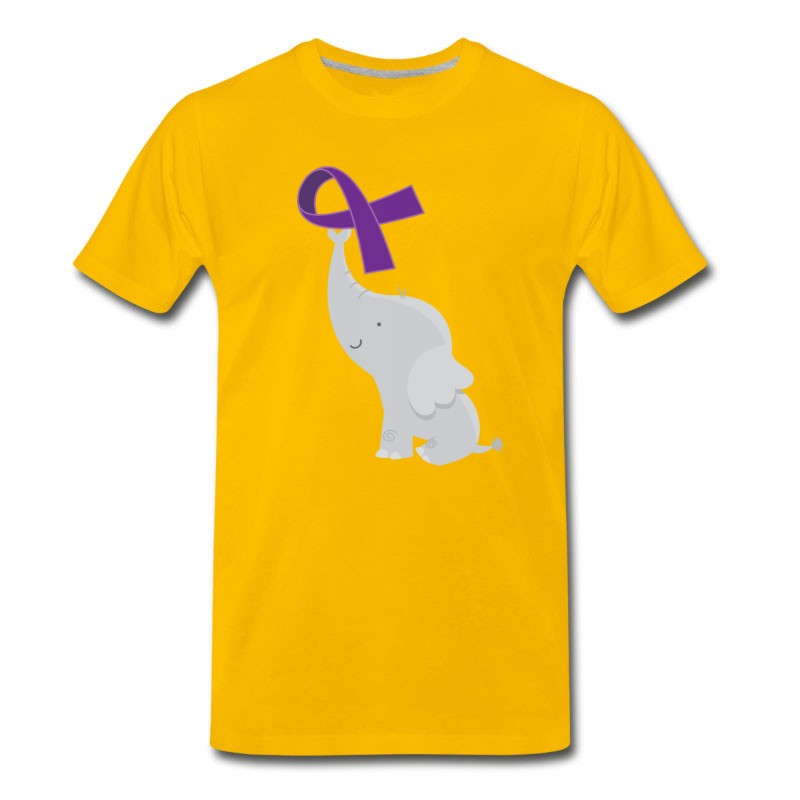 Men's Alzheimers Awareness Purple Ribbon Elephant T-Shirt