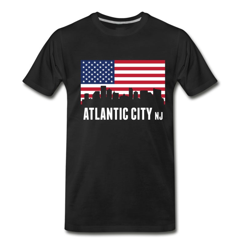 Men's American Flag Atlantic City Skyline T-Shirt