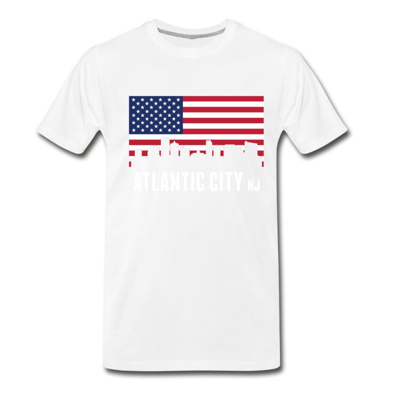 Men's American Flag Atlantic City Skyline T-Shirt