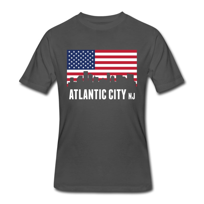 Men's American Flag Atlantic City Skyline T-Shirt