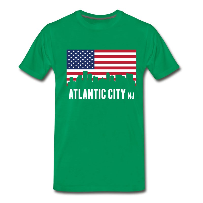 Men's American Flag Atlantic City Skyline T-Shirt