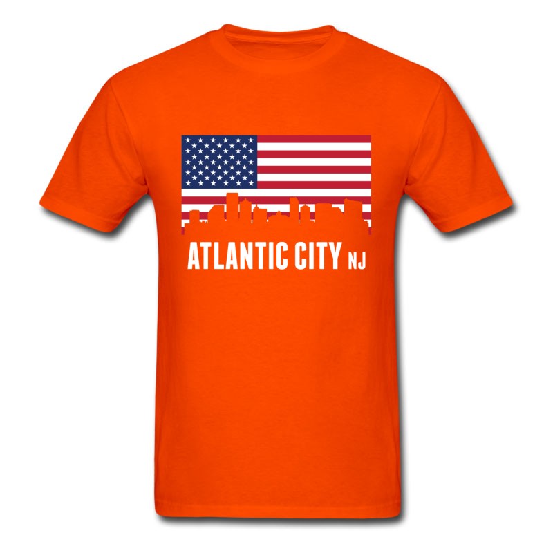 Men's American Flag Atlantic City Skyline T-Shirt