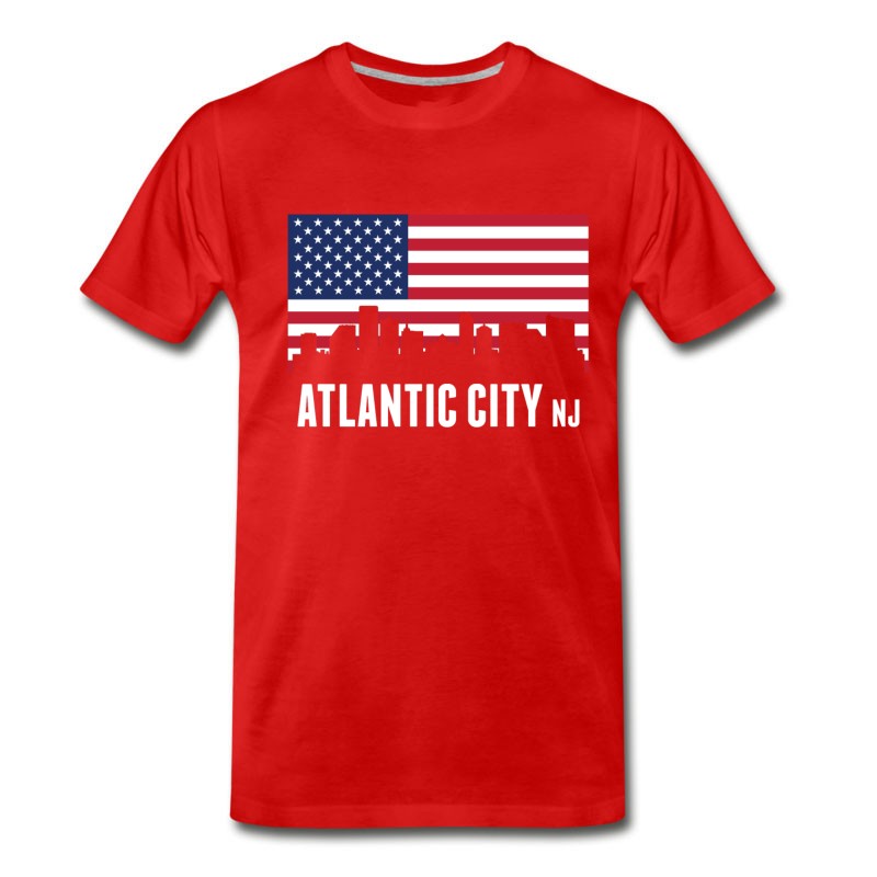 Men's American Flag Atlantic City Skyline T-Shirt