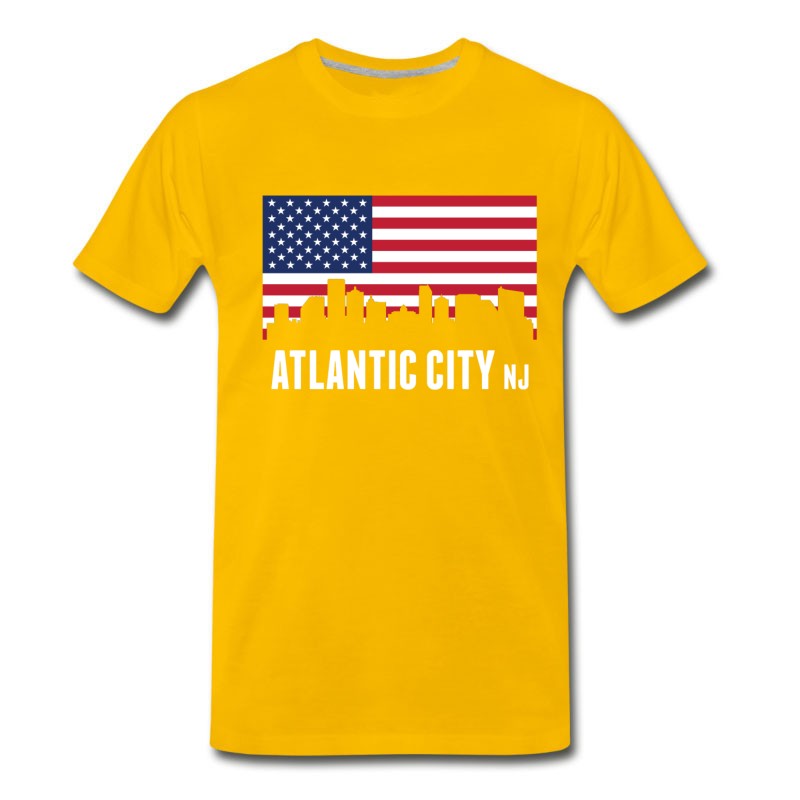 Men's American Flag Atlantic City Skyline T-Shirt