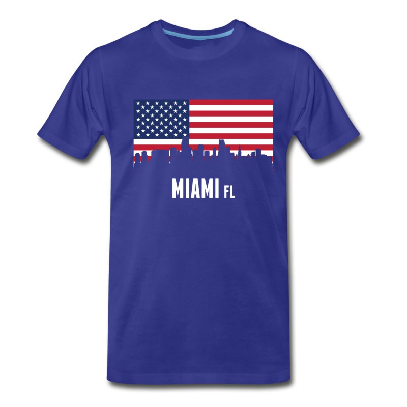 Men's American Flag Miami Skyline T-Shirt