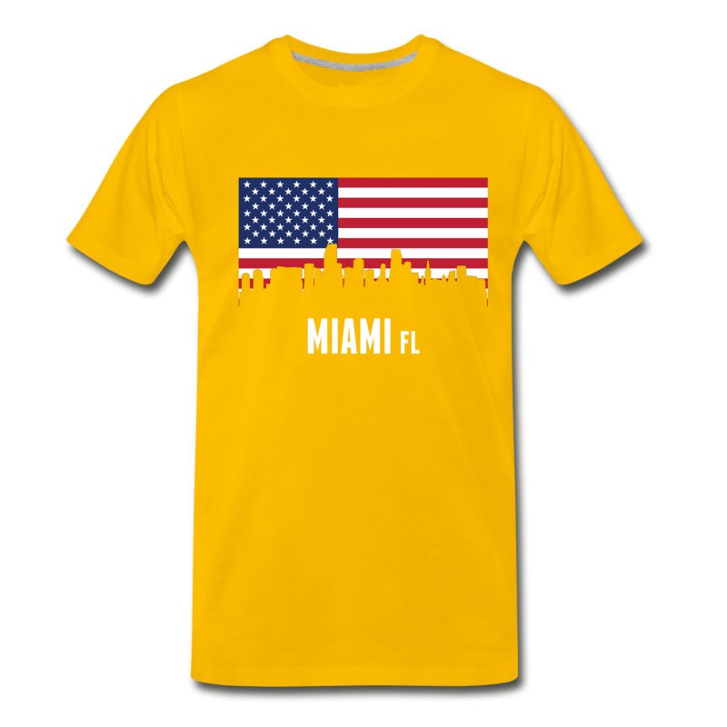 Men's American Flag Miami Skyline T-Shirt