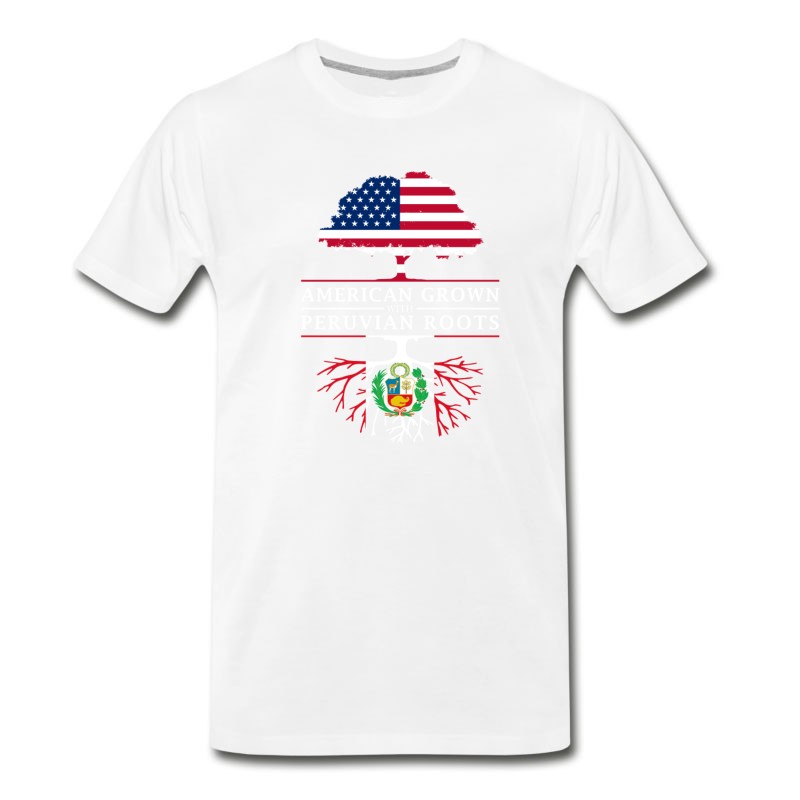 Men's American Grown With Peruvian Roots Peru Design T-Shirt