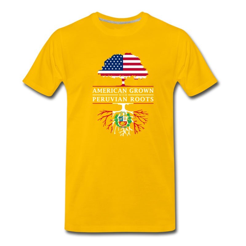 Men's American Grown With Peruvian Roots Peru Design T-Shirt