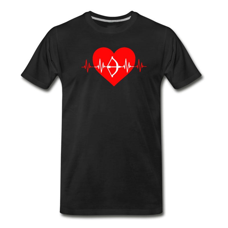 Men's Archery Heartbeat Archer Toxophilite Bow Arrow Design T-Shirt