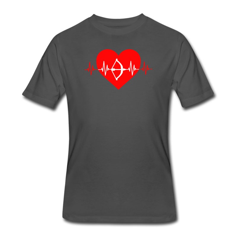 Men's Archery Heartbeat Archer Toxophilite Bow Arrow Design T-Shirt