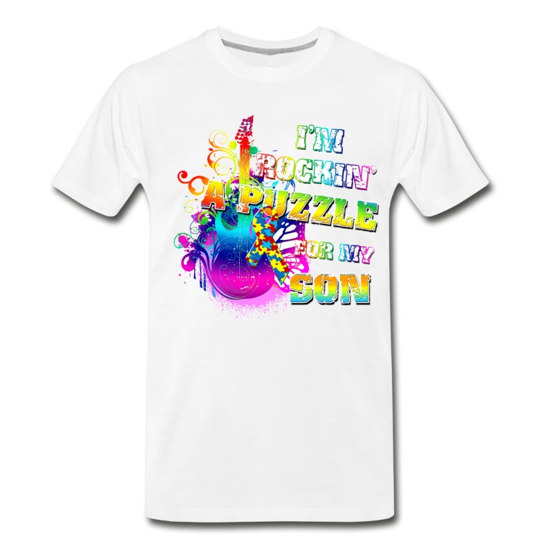 Men's Autism I'm Rockin' A Puzzle For My Son T-Shirt