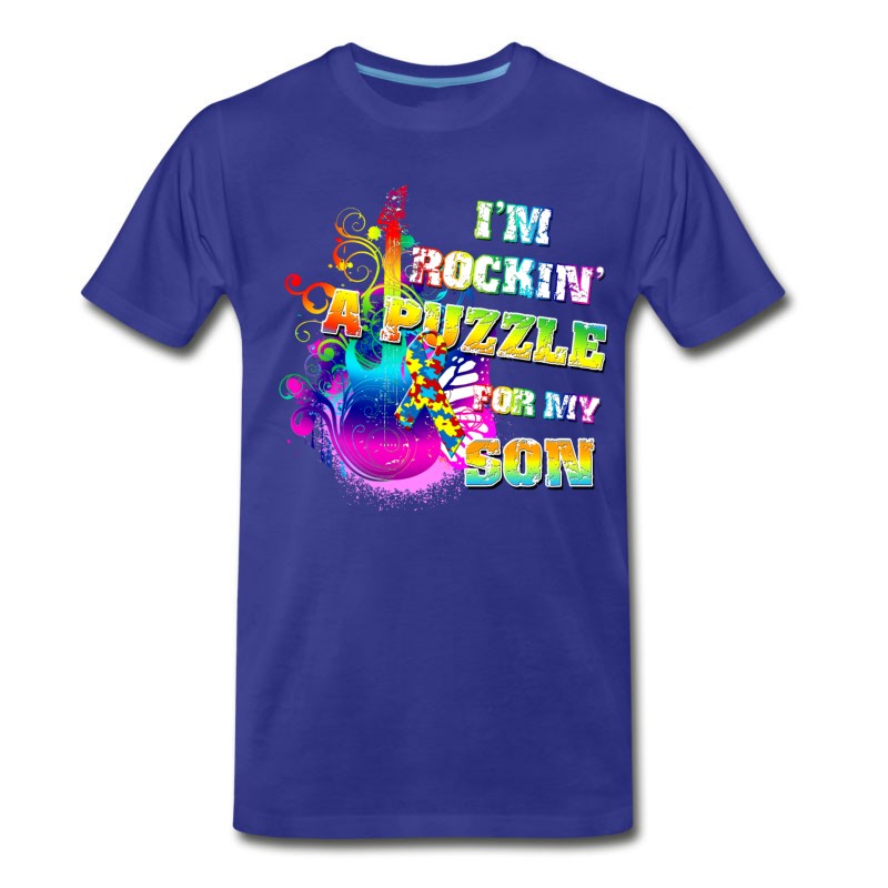 Men's Autism I'm Rockin' A Puzzle For My Son T-Shirt