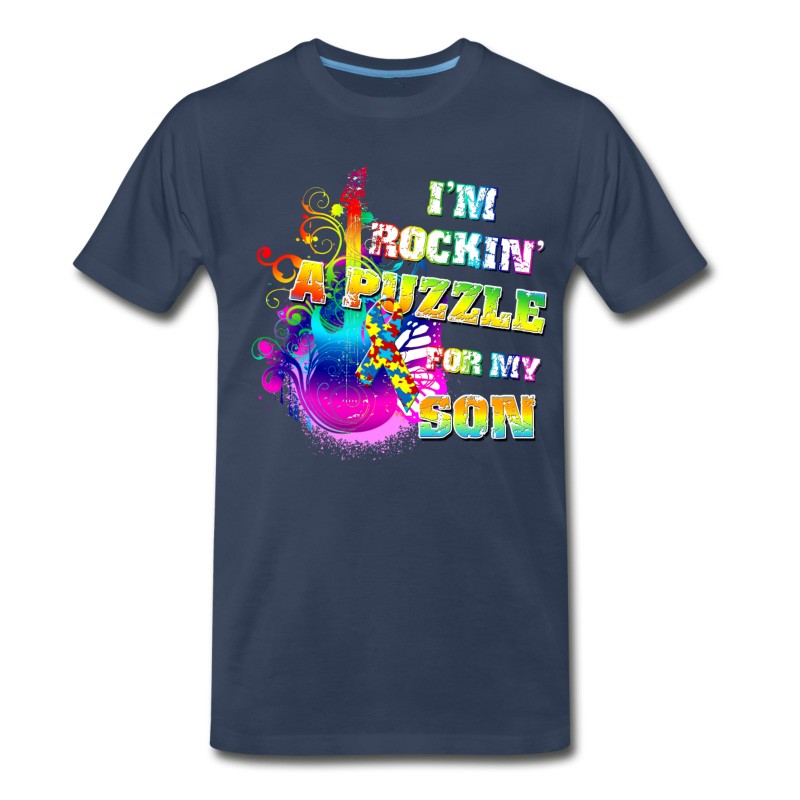 Men's Autism I'm Rockin' A Puzzle For My Son T-Shirt