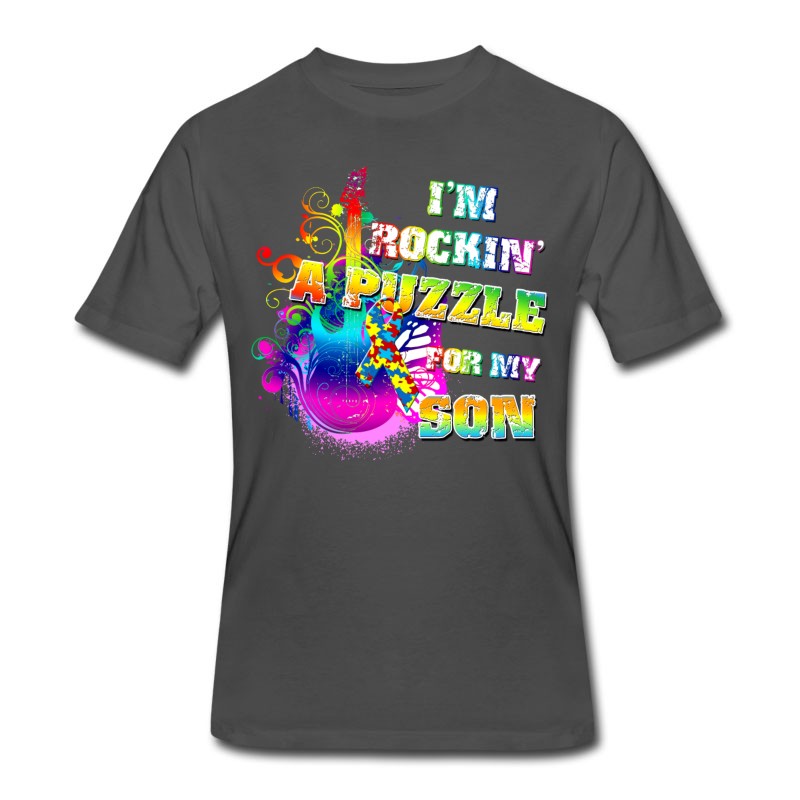 Men's Autism I'm Rockin' A Puzzle For My Son T-Shirt