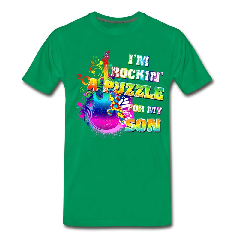 Men's Autism I'm Rockin' A Puzzle For My Son T-Shirt