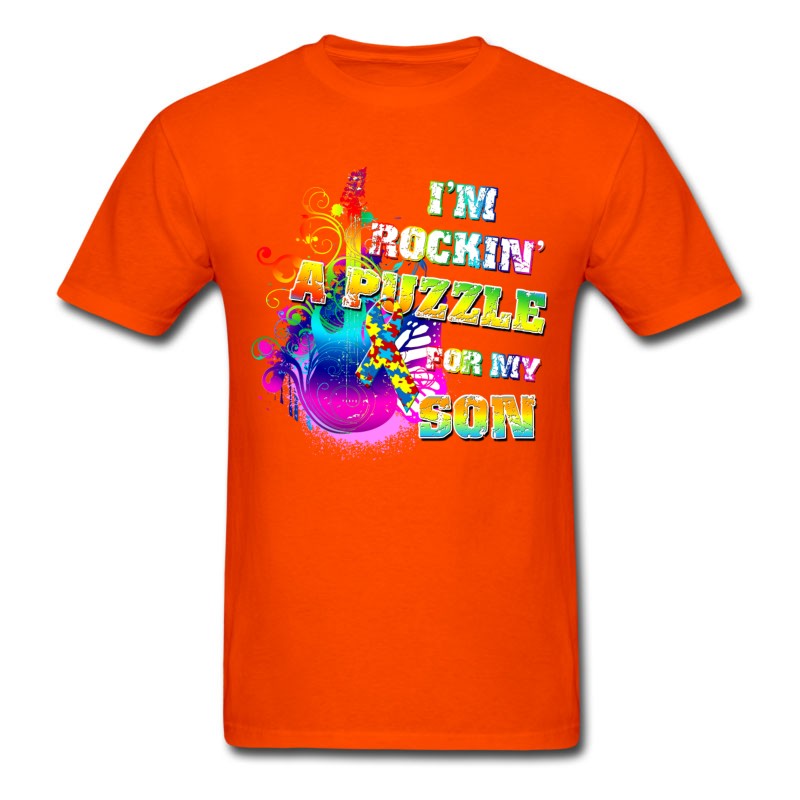 Men's Autism I'm Rockin' A Puzzle For My Son T-Shirt