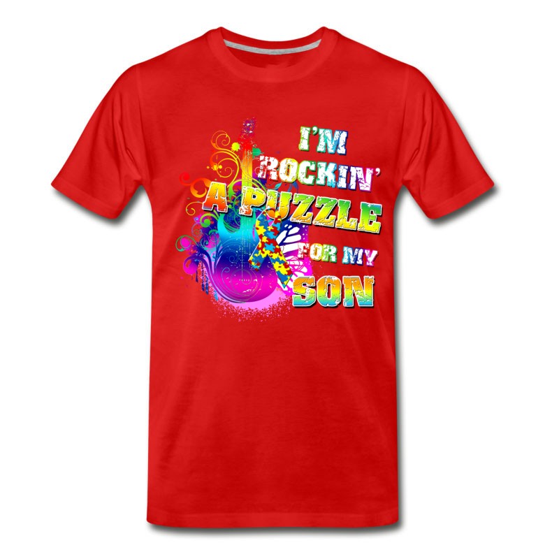 Men's Autism I'm Rockin' A Puzzle For My Son T-Shirt