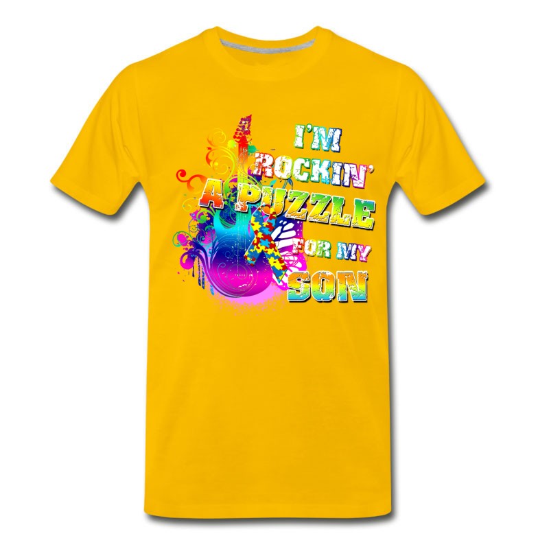 Men's Autism I'm Rockin' A Puzzle For My Son T-Shirt