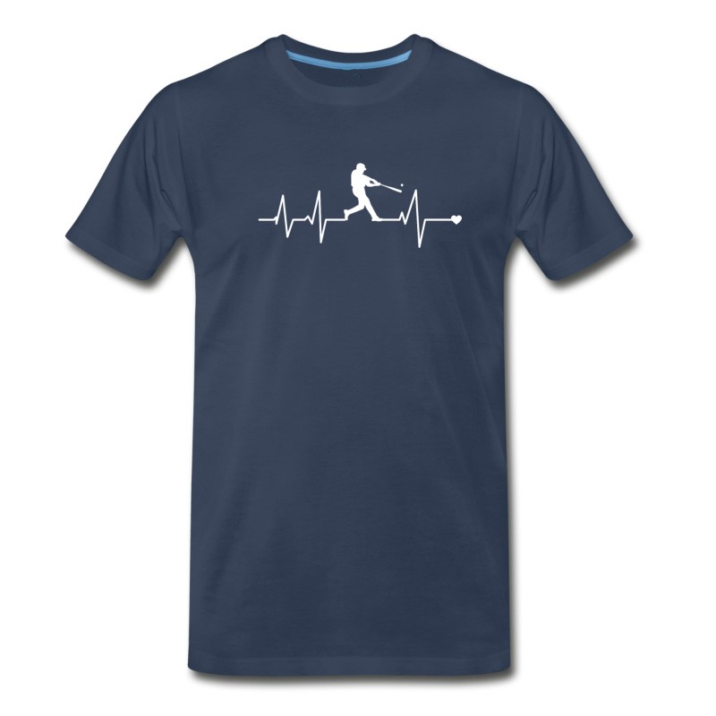 Men's Baseball Heartbeat Pulse Shirt Funny Baseball T-Shirt