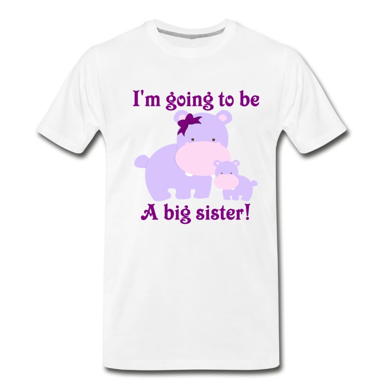 Men's Big Sister Purple Hippos New Baby T-Shirt