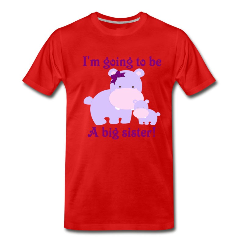 Men's Big Sister Purple Hippos New Baby T-Shirt