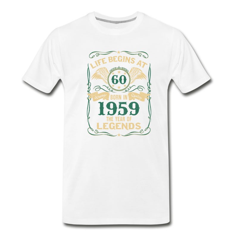 Men's Born In 1959 Life Begins At 60 T-Shirt