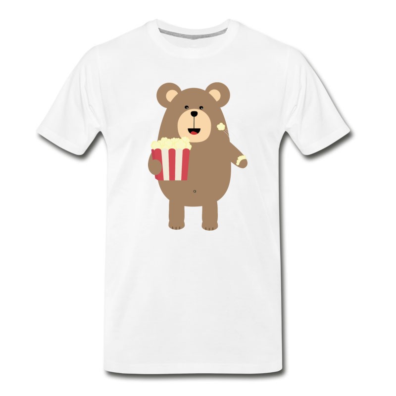 Men's Brown Bear Eating Popcorn S13s7 T-Shirt