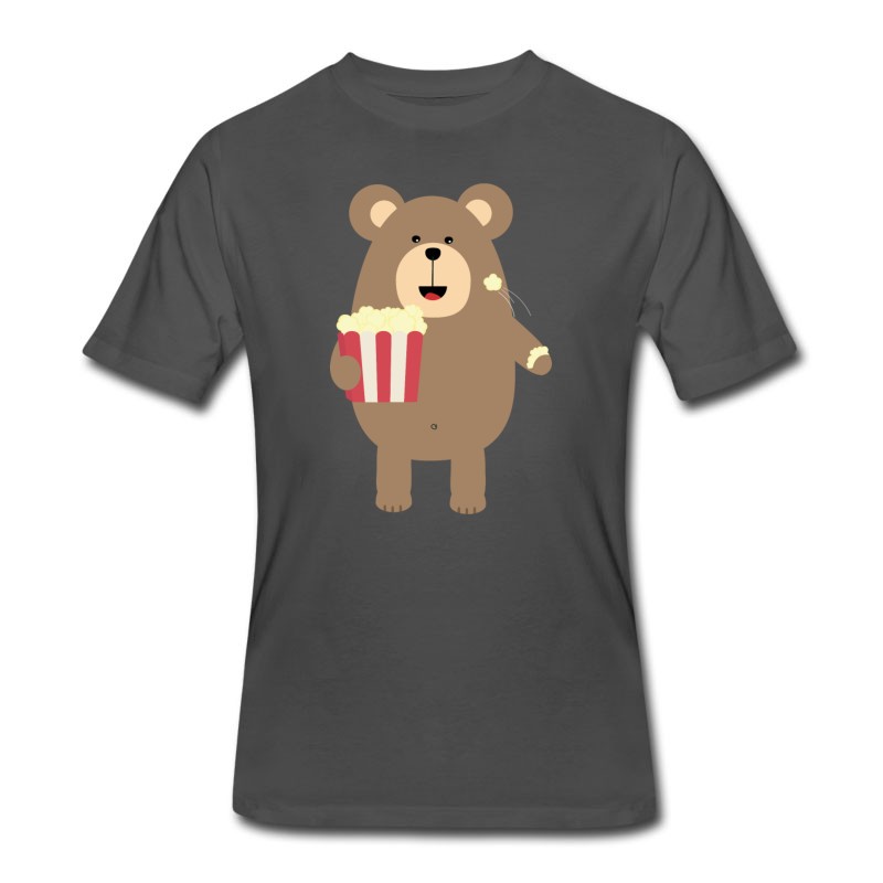 Men's Brown Bear Eating Popcorn S13s7 T-Shirt