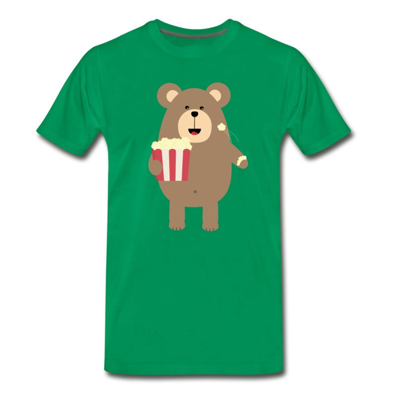 Men's Brown Bear Eating Popcorn S13s7 T-Shirt