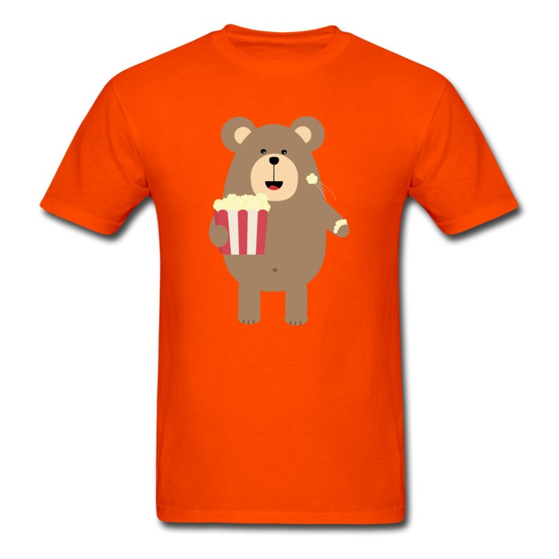 Men's Brown Bear Eating Popcorn S13s7 T-Shirt