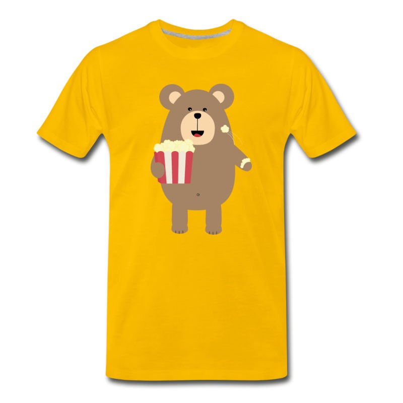 Men's Brown Bear Eating Popcorn S13s7 T-Shirt