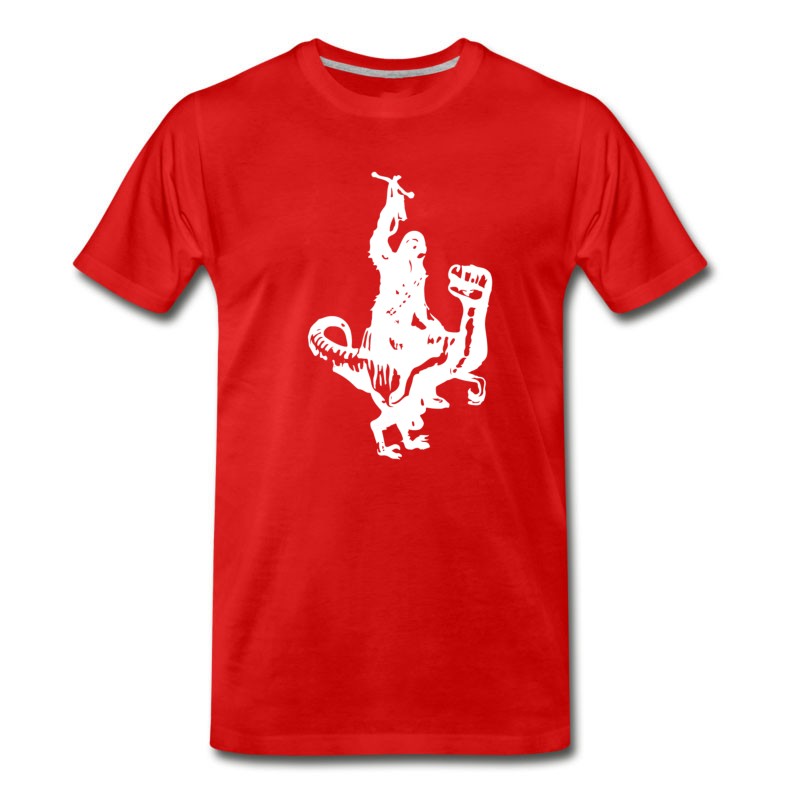 Men's Chewbacca Riding A Velociraptor Dinosaur T-Shirt