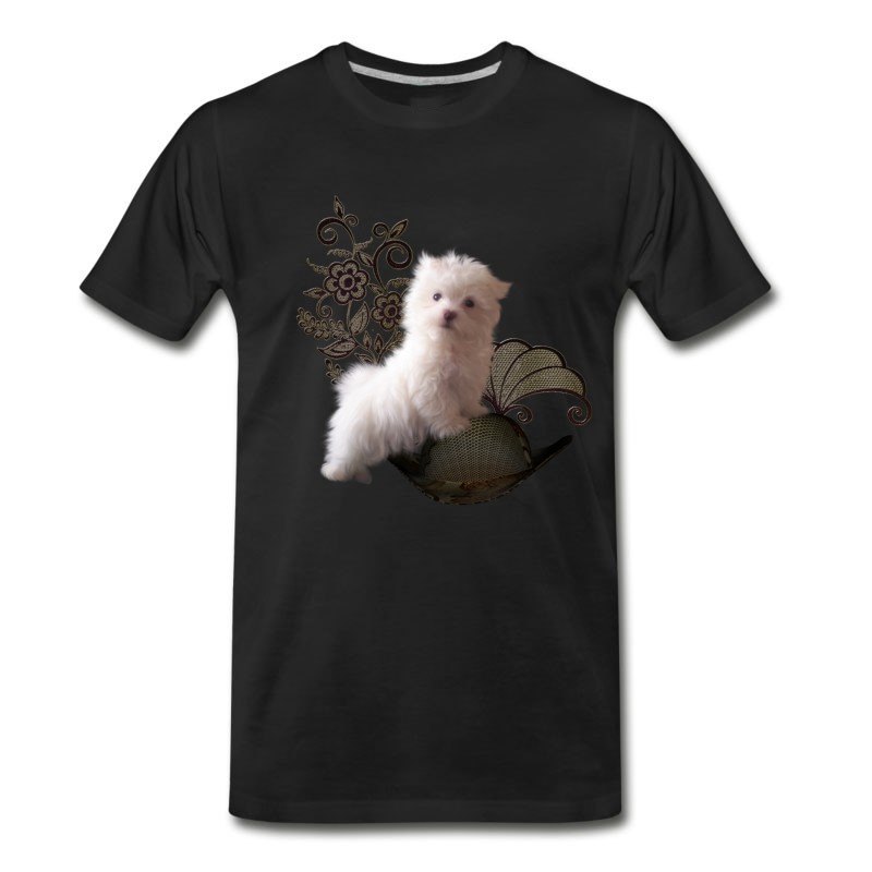 Men's Cute Little Maltese With Steampunk Hat T-Shirt