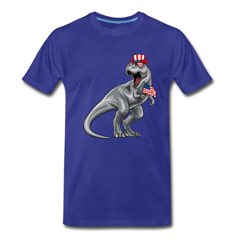 Men's Dinosaur 4th Of July American Flag T-Shirt