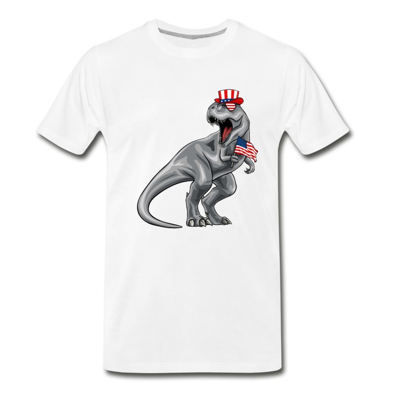 Men's Dinosaur 4th Of July American Flag T-Shirt