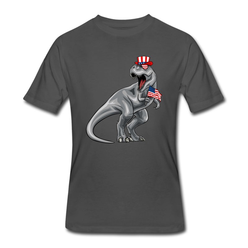 Men's Dinosaur 4th Of July American Flag T-Shirt