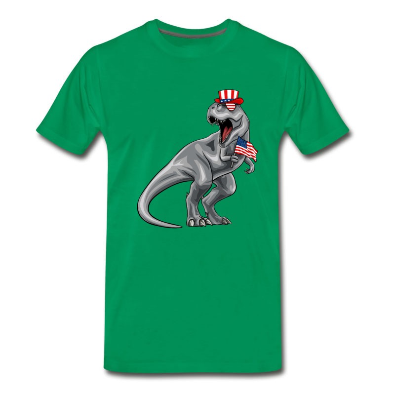 Men's Dinosaur 4th Of July American Flag T-Shirt