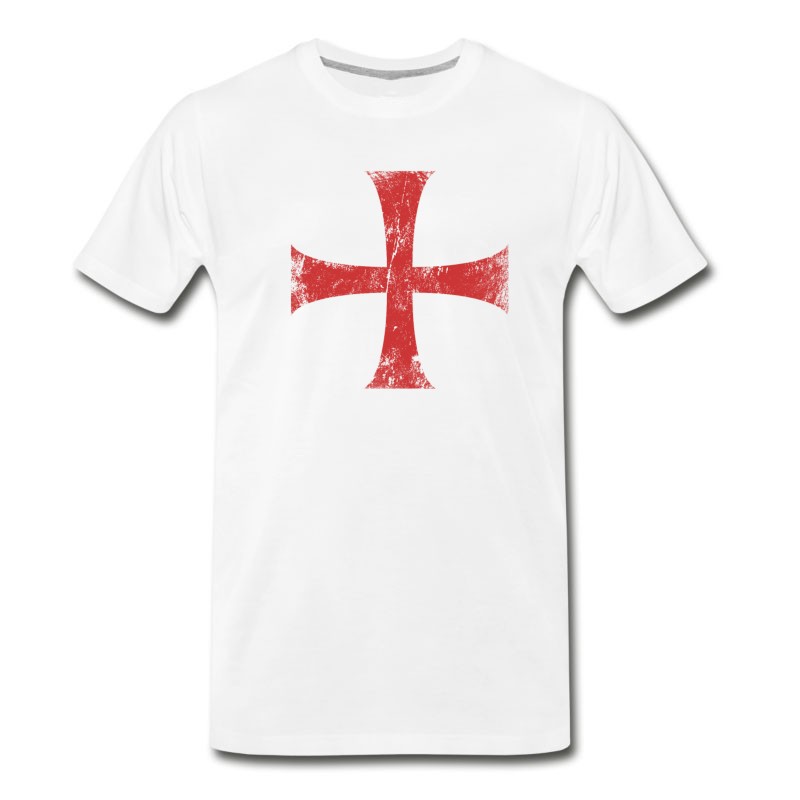 Men's Distressed Crusader Knights Templar Cross T-Shirt