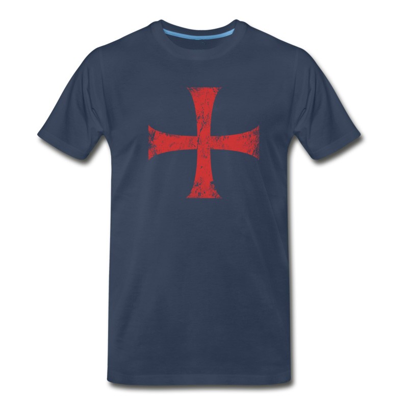 Men's Distressed Crusader Knights Templar Cross T-Shirt