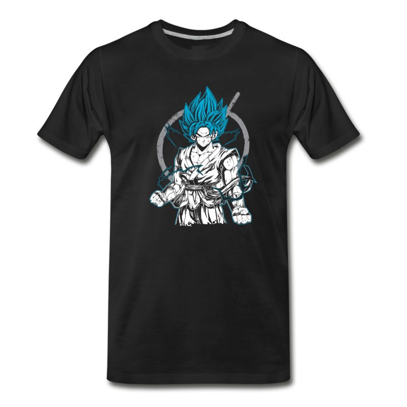 Men's Dragon Ball Super Saiyan Goku God Blue T Shirt T-Shirt