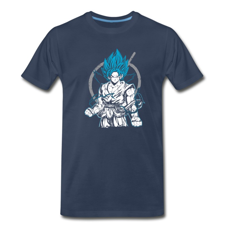 Men's Dragon Ball Super Saiyan Goku God Blue T Shirt T-Shirt