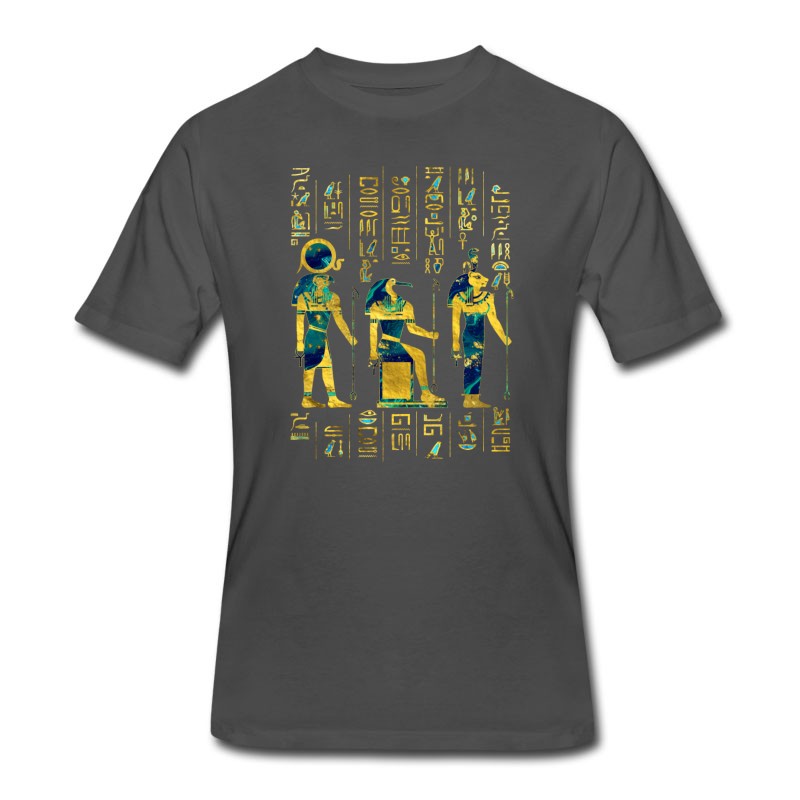 Men's Egyptian Deities On Hieroglyphics Gold And Marble T-Shirt