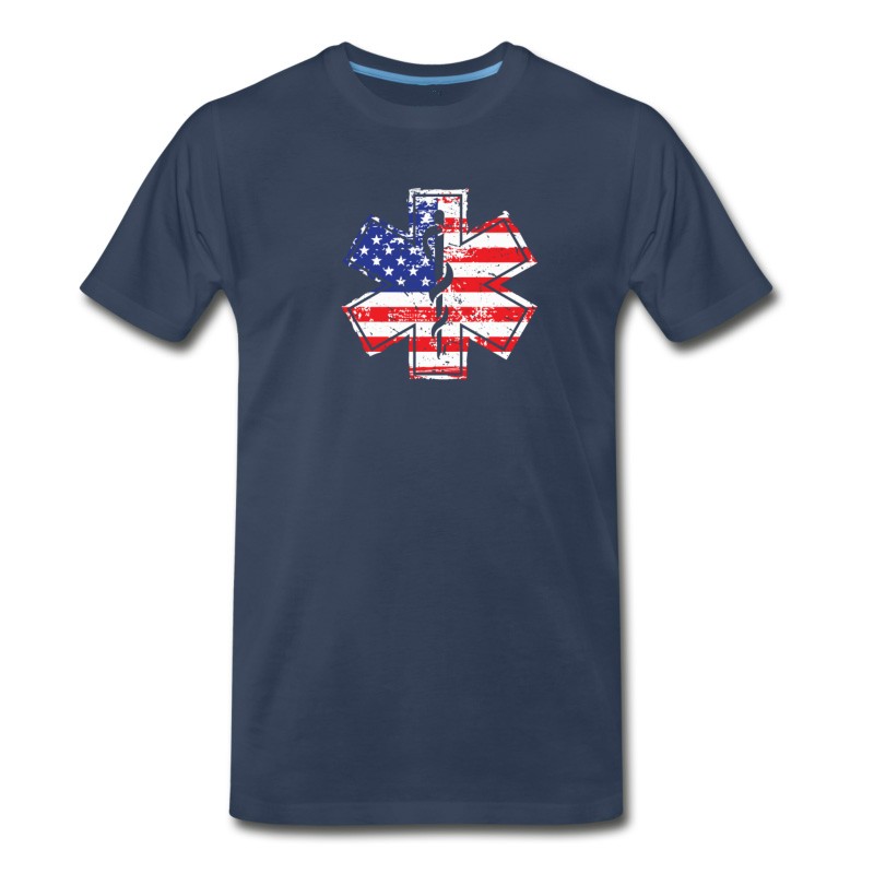 Men's EMT American Flag Paramedic Medical Star T-Shirt