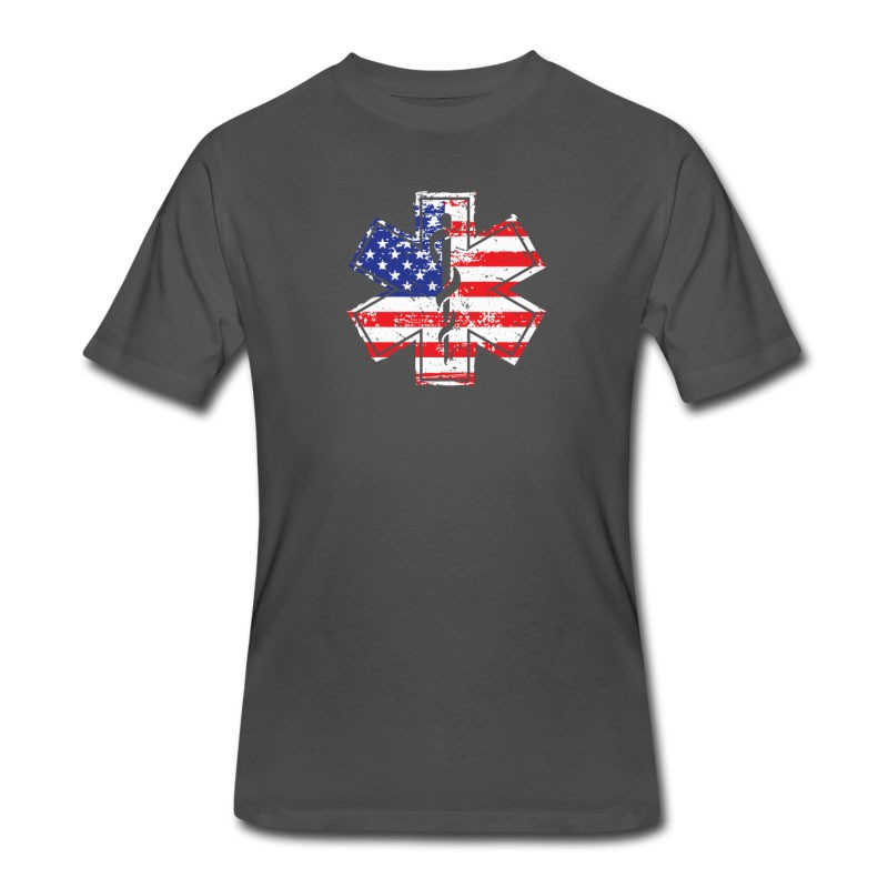 Men's EMT American Flag Paramedic Medical Star T-Shirt