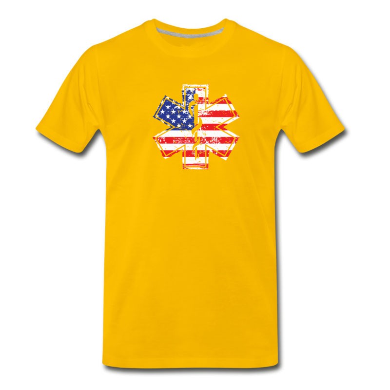 Men's EMT American Flag Paramedic Medical Star T-Shirt